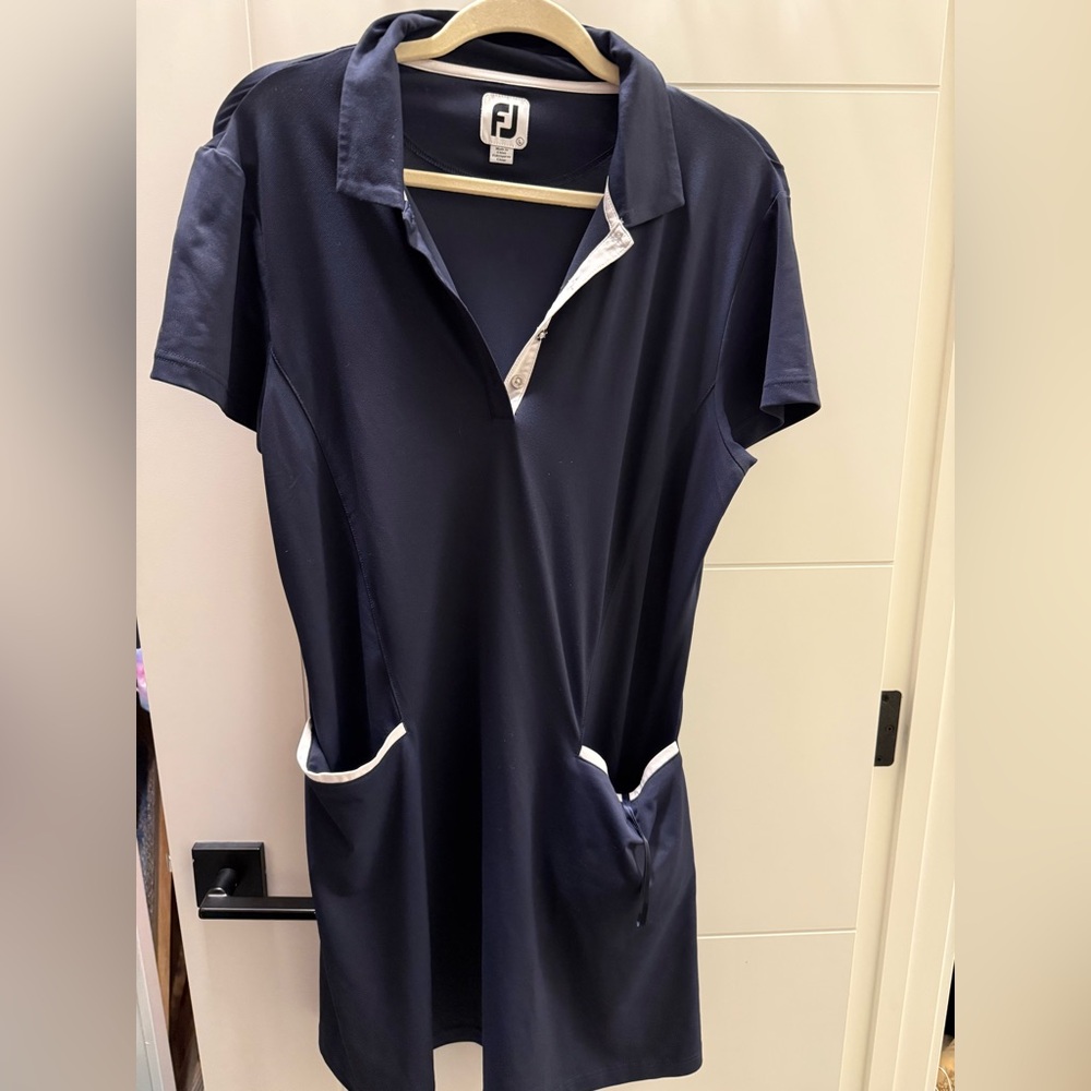 Foot Joy Navy Blue Polo Dress with White Trim
